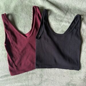Aeropostale Burgundy and Black Ribbed Tanks